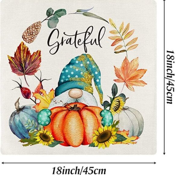 Decorative Farmhouse Fall Pillow Covers | Set of 4 | 18"x18" Cotton-Linen Blend - Picture 2 of 8